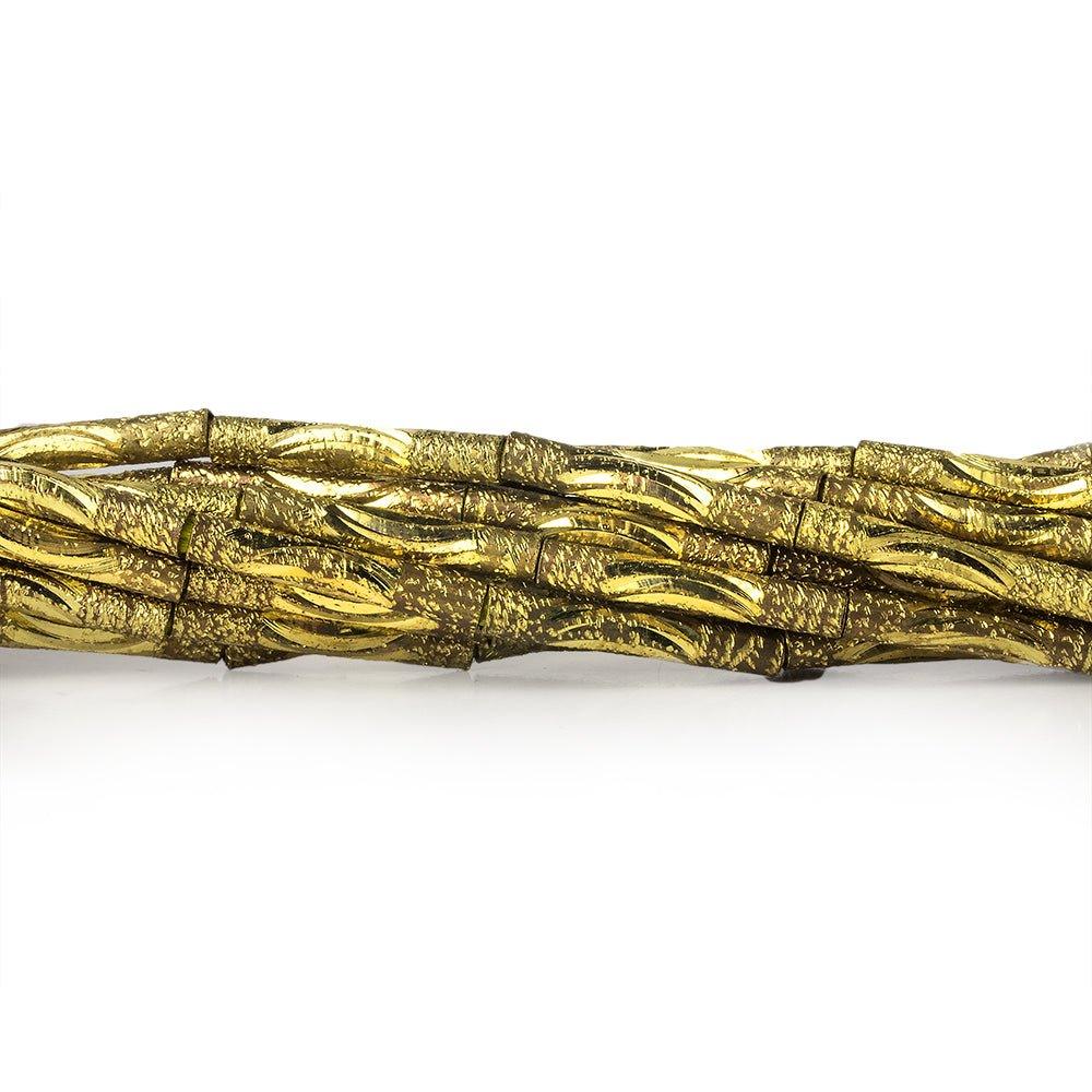 Brass Tube 12x2mm Stardust & Diamond Cut Waves, 8" length, 17 pcs - The Bead Traders