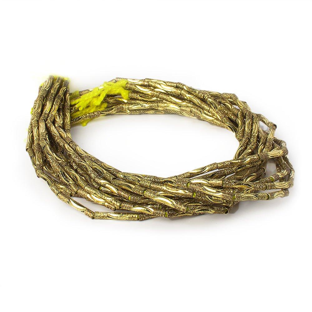 Brass Tube 12x2mm Stardust & Diamond Cut Waves, 8" length, 17 pcs - The Bead Traders