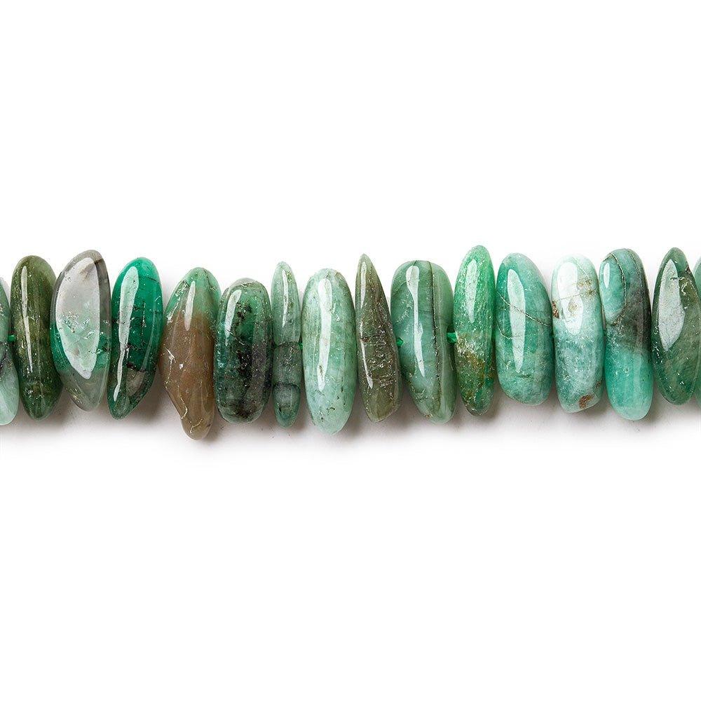 Brazilian Emerald center drilled plain nuggets 16 inches 115 beads 10x4mm - 13x6mm - The Bead Traders