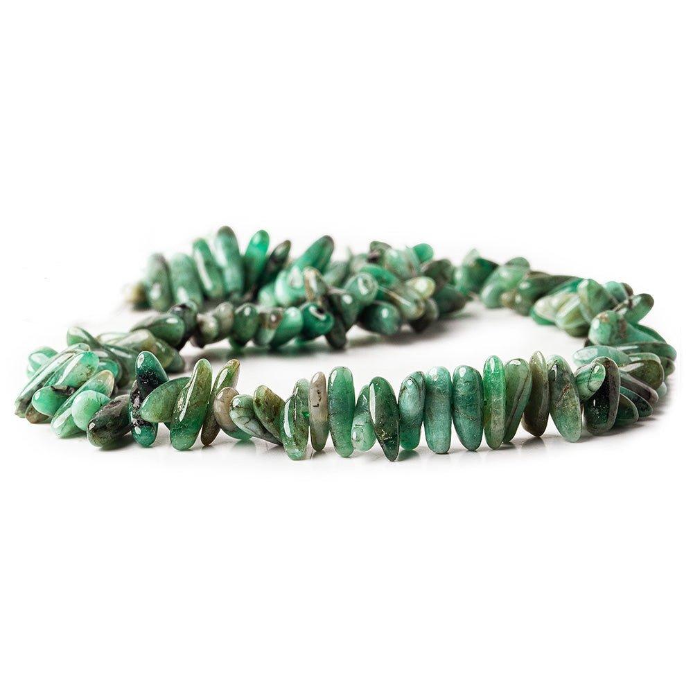 Brazilian Emerald center drilled plain nuggets 16 inches 115 beads 10x4mm - 13x6mm - The Bead Traders