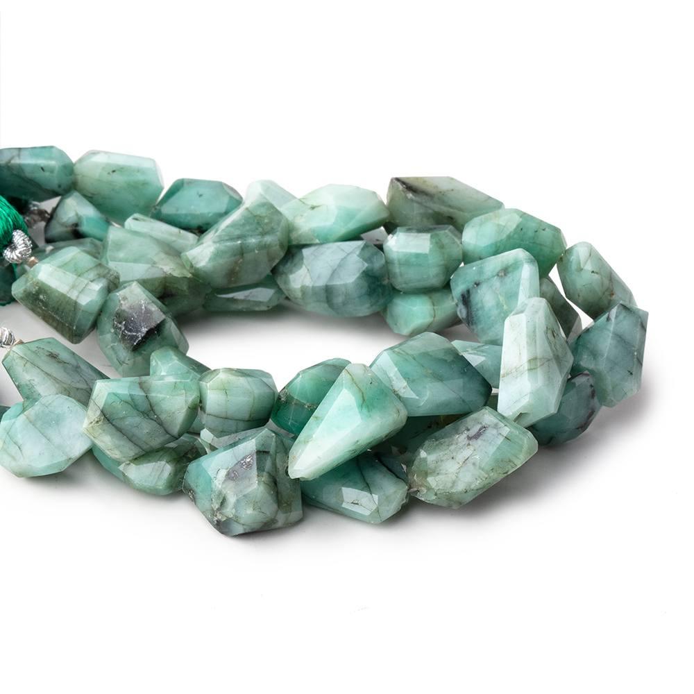 Brazilian Emerald faceted nugget beads 8 inch 15 pieces - The Bead Traders