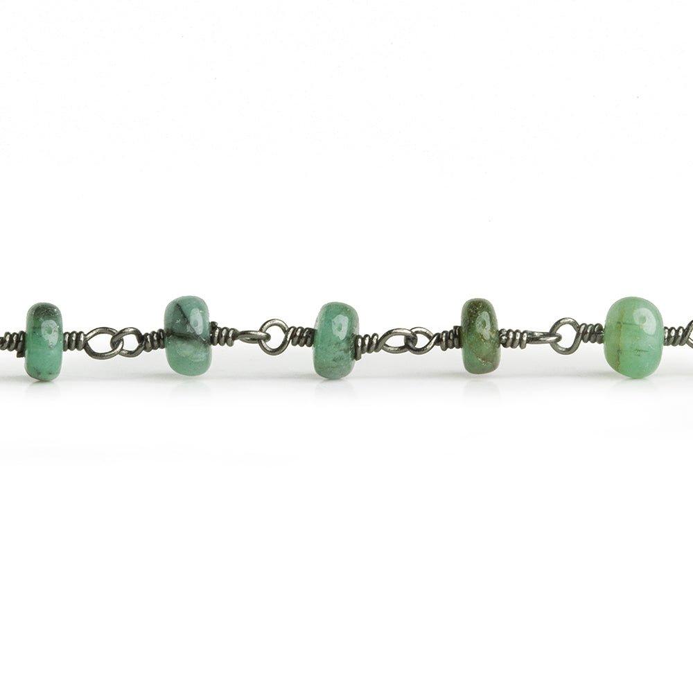 Brazilian Emerald Rondelle Black Gold Chain by the Foot 33 pieces - The Bead Traders