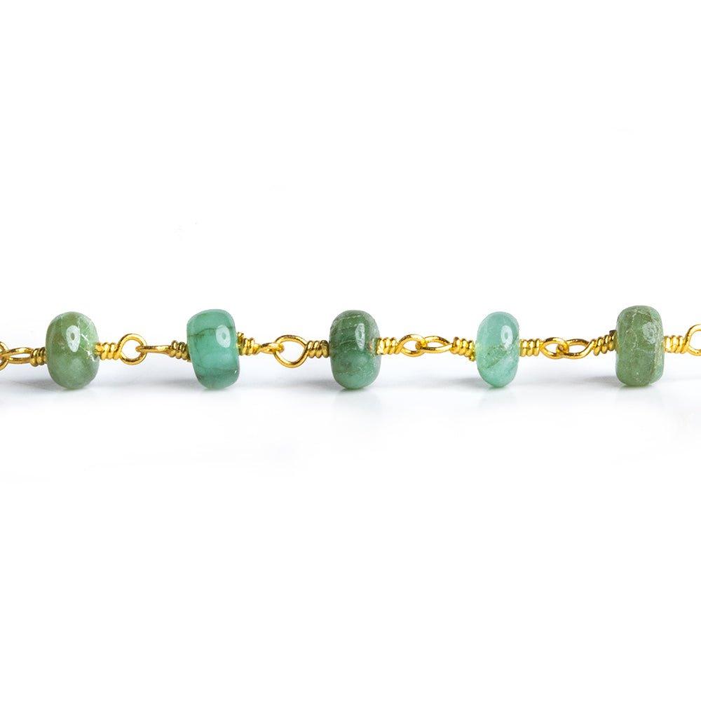 Brazilian Emerald Rondelle Gold Chain by the Foot 37 pieces - The Bead Traders