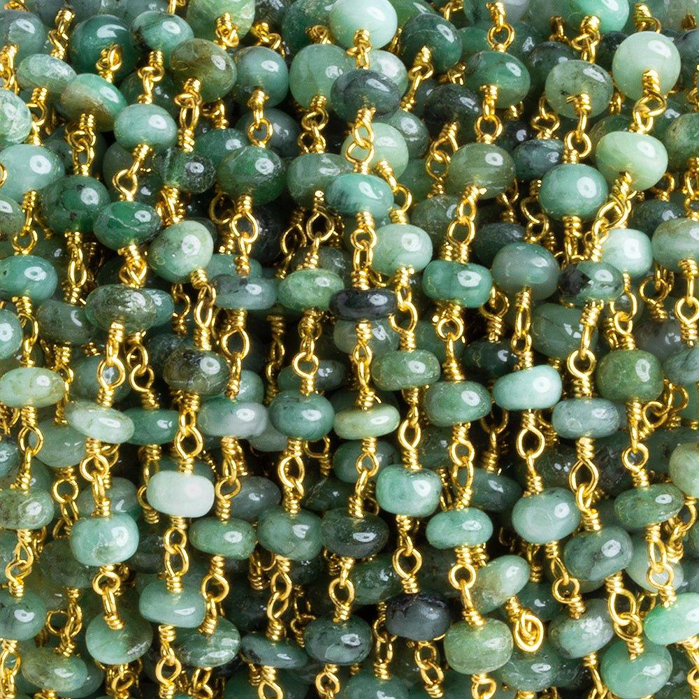 Brazilian Emerald Rondelle Gold Chain by the Foot 37 pieces - The Bead Traders