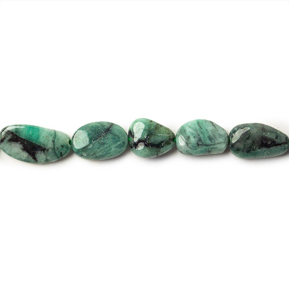 Brazilian Emerald straight drilled plain nuggets 16 inches 30 beads 9x8mm - 13x10mm - The Bead Traders