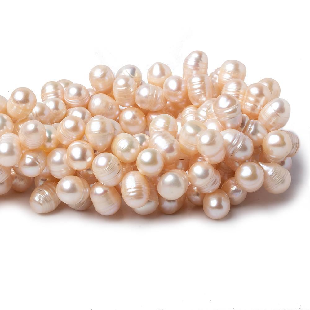 Bridal Pink Top Drilled Ringed Baroque Freshwater Pearls 15 inch 9x8-9x12mm - The Bead Traders