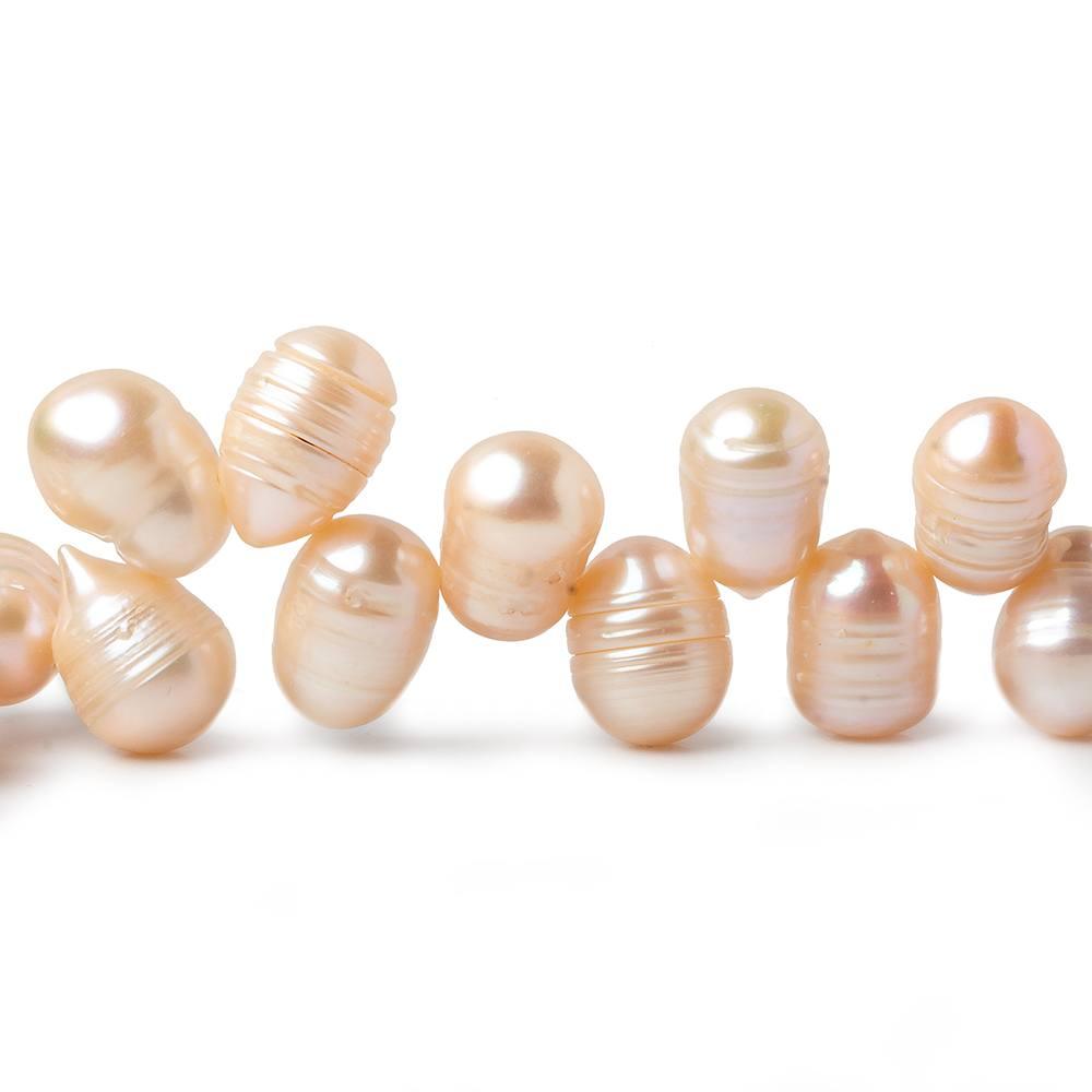 Bridal Pink Top Drilled Ringed Baroque Freshwater Pearls 15 inch 9x8-9x12mm - The Bead Traders