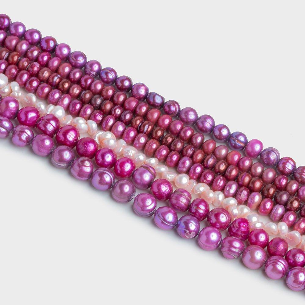 Bright Pink Pearls - Lot of 7 Strands - The Bead Traders