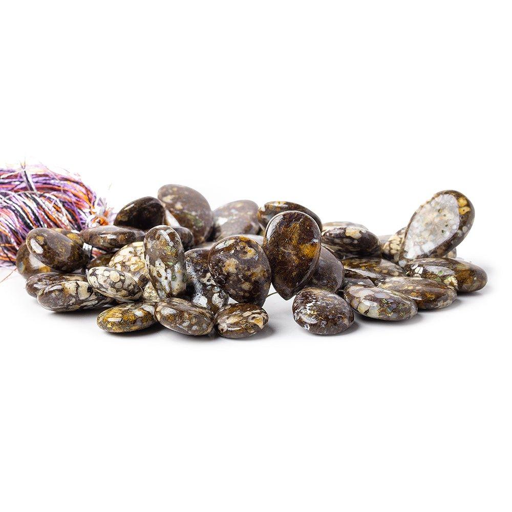 Brown and Cream Brecciated Jasper Plain Pear Beads 8 inch 39 pieces - The Bead Traders