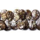 Brown and Cream Brecciated Jasper Plain Pear Beads 8 inch 39 pieces - The Bead Traders