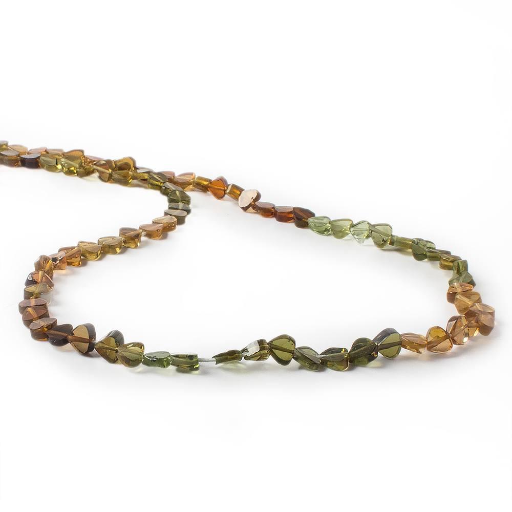 Brown and Green Tourmaline Plain Heart Beads, 14 inch, 3x3-4x4mm, 95 pieces - The Bead Traders