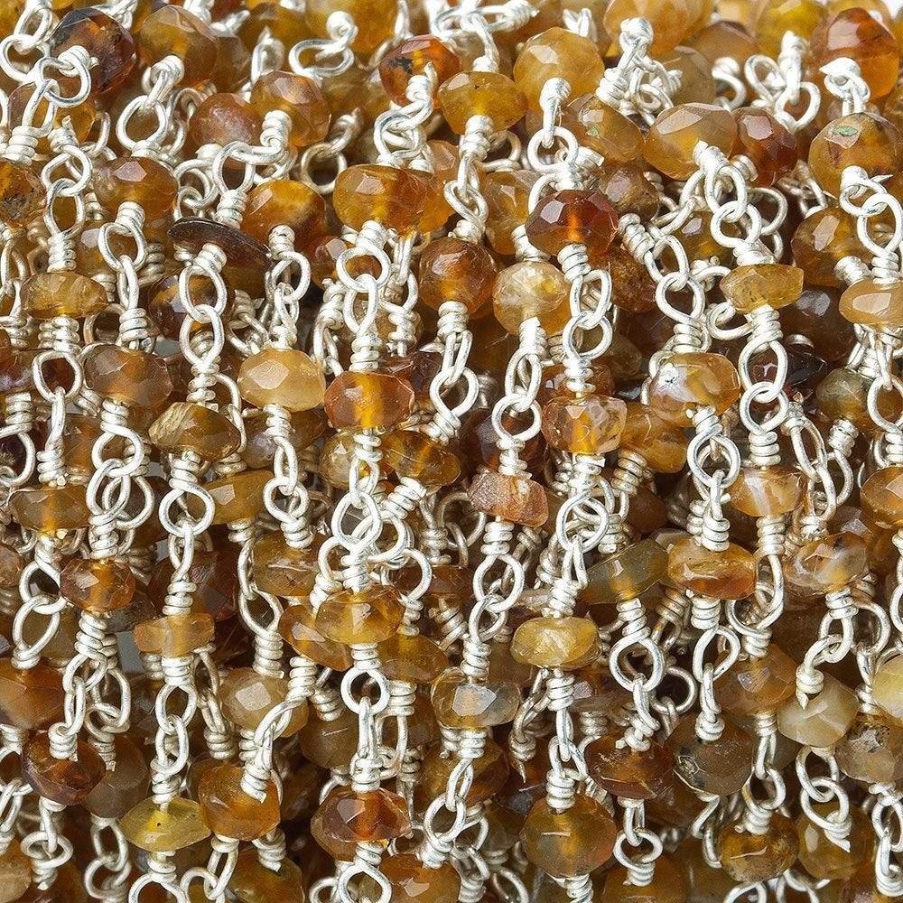 Brown Apatite faceted rondelle Silver plated Chain by the foot - The Bead Traders