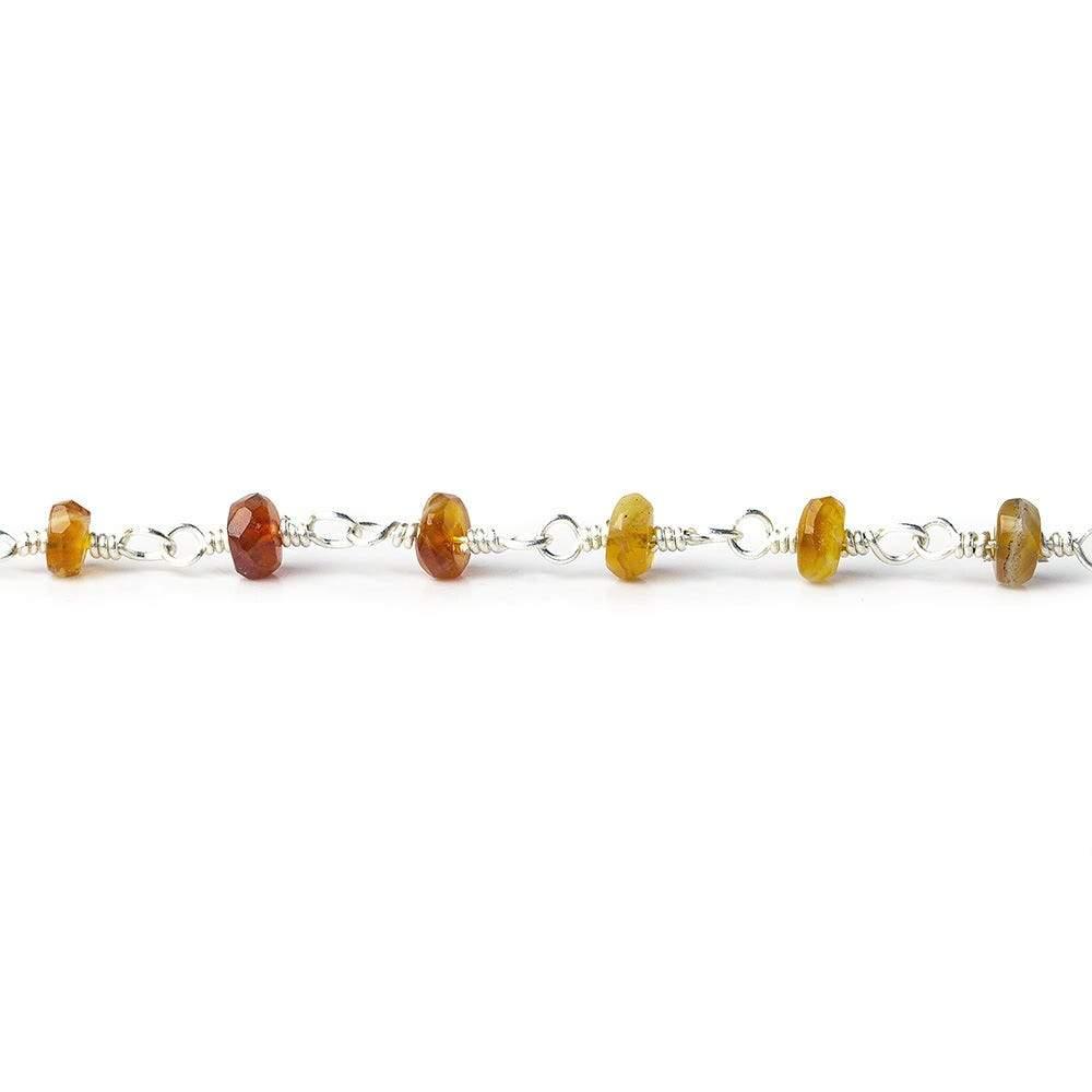 Brown Apatite faceted rondelle Silver plated Chain by the foot - The Bead Traders