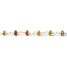 Brown Apatite faceted rondelle Silver plated Chain by the foot - The Bead Traders