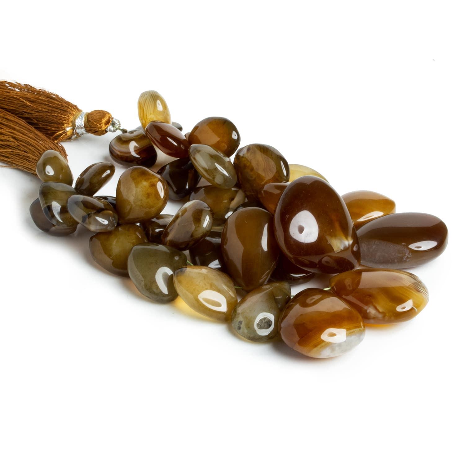 Brown Chalcedony Plain Pears 6.5 inch 35 beads - The Bead Traders