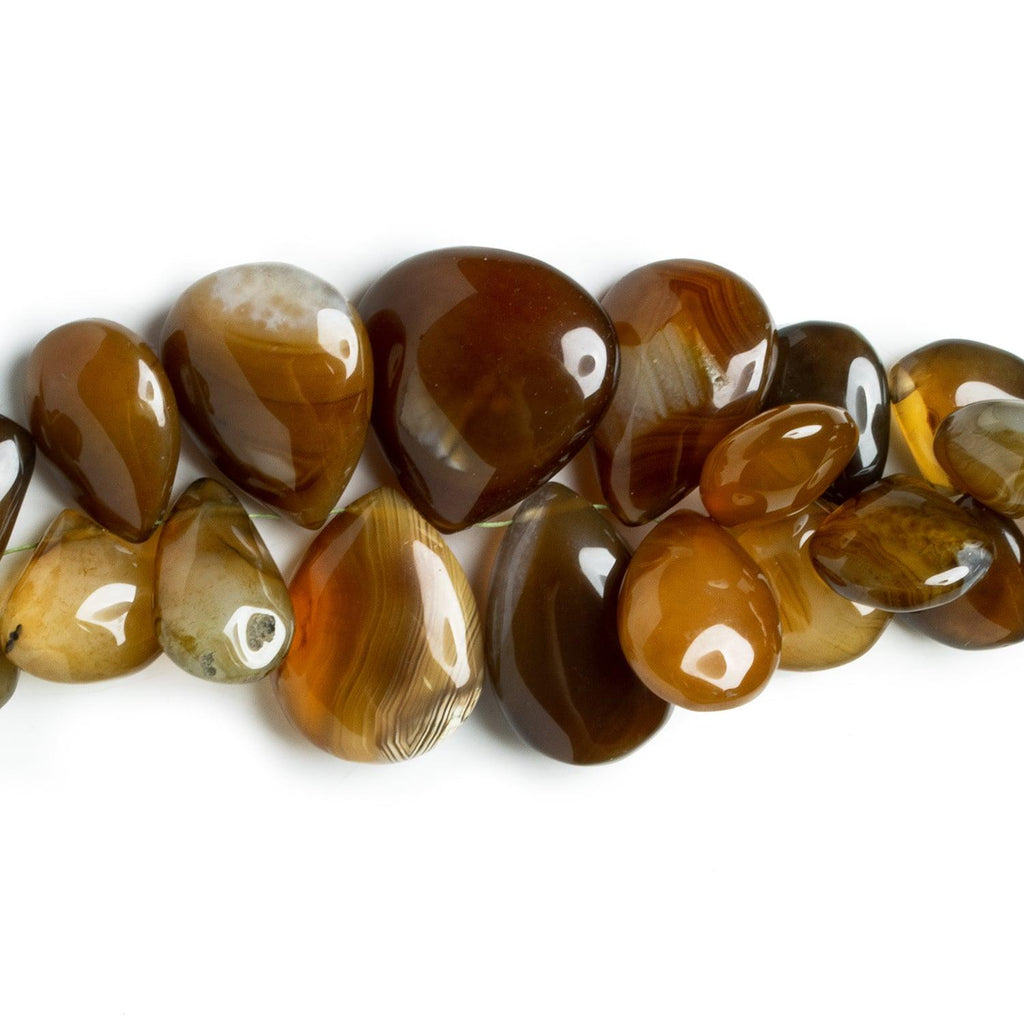 Brown Chalcedony Plain Pears 6.5 inch 35 beads - The Bead Traders