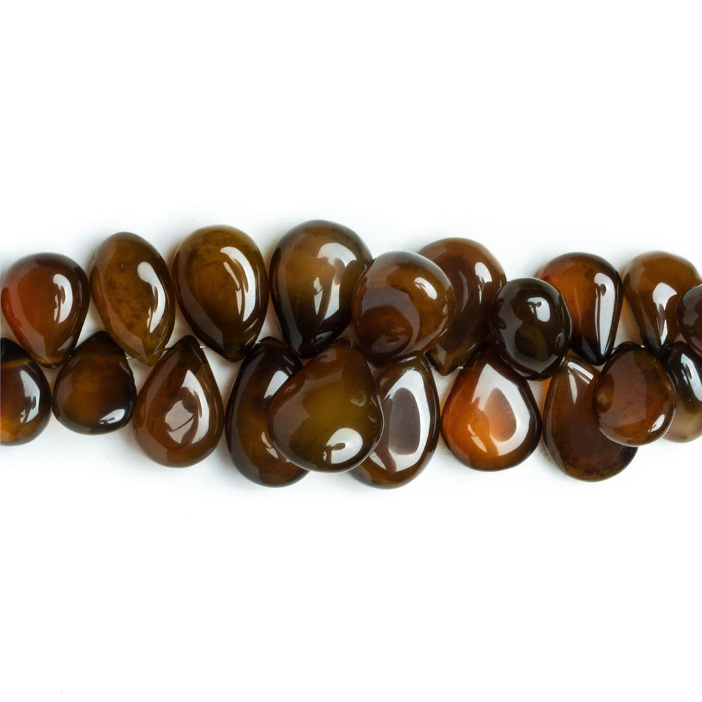Brown Chalcedony Plain Pears 7 inch 42 beads - The Bead Traders