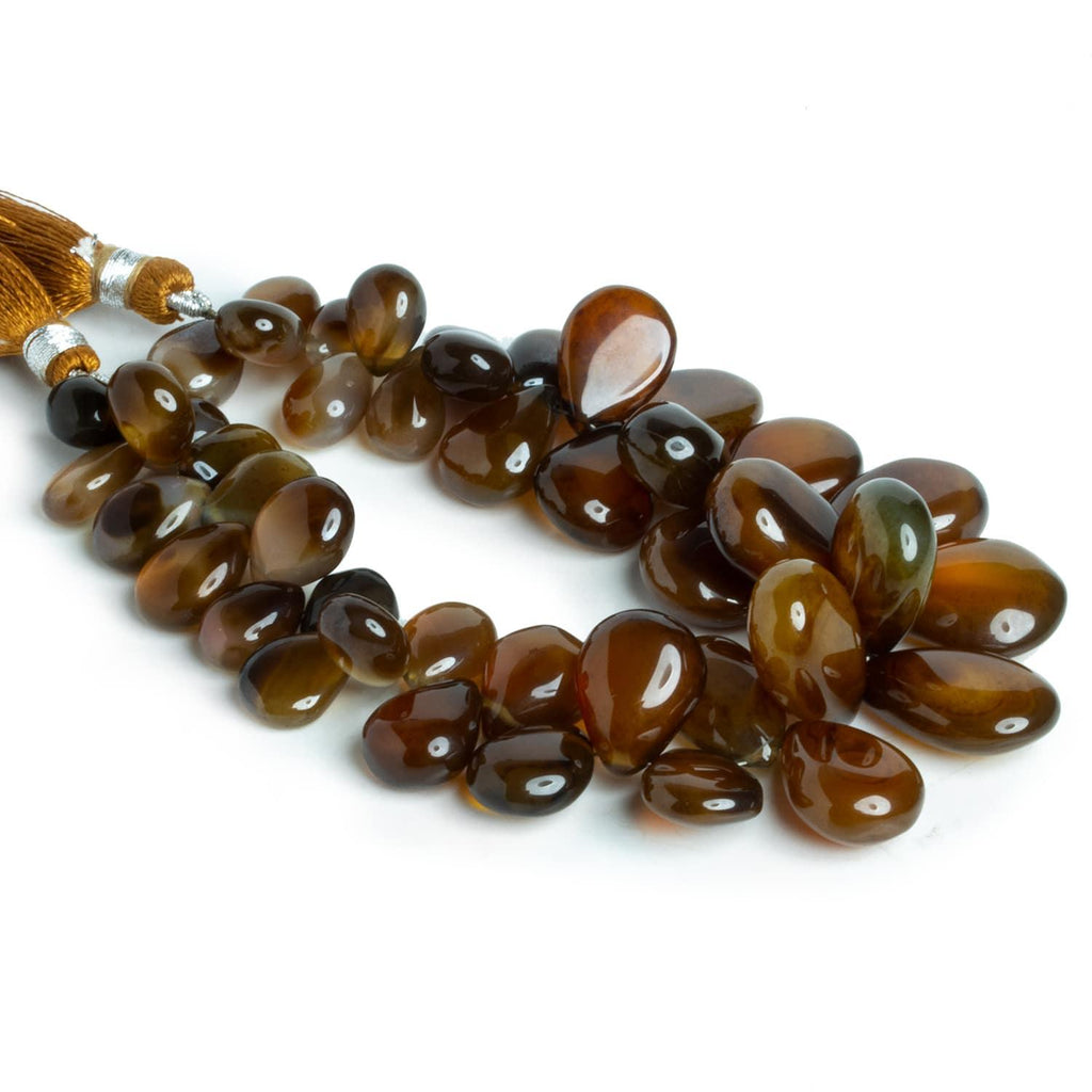 Brown Chalcedony Plain Pears 7 inch 42 beads - The Bead Traders