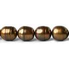 Brown straight drilled ringed Baroque freshwater pearls 16 inch 32 pieces 10x12mm - The Bead Traders