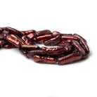 Burgandy Straight Drill Biwa Pearl Beads 12 inch 15 beads 6x20mm - The Bead Traders