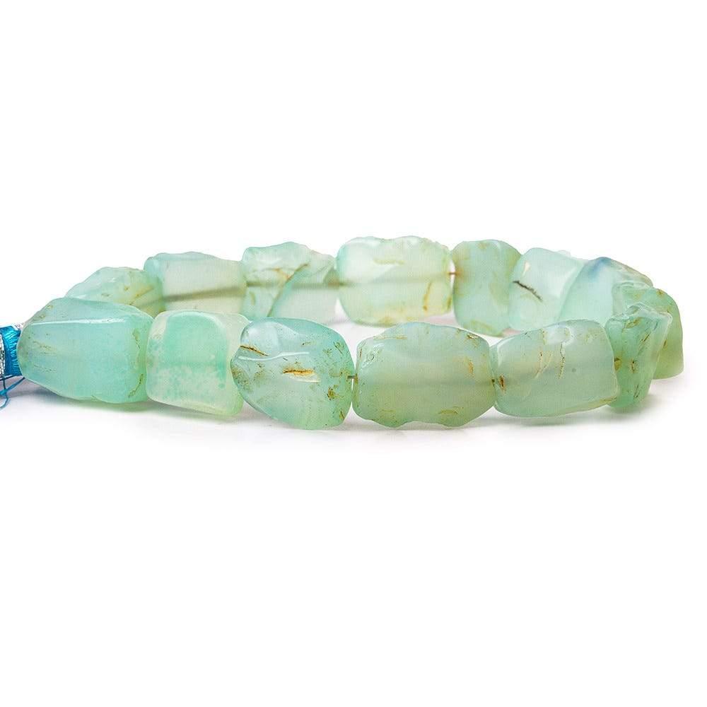 Caribbean Aqua Agate Tumbled Hammer Faceted Square & Rectangles 8 inch 13 Beads - The Bead Traders