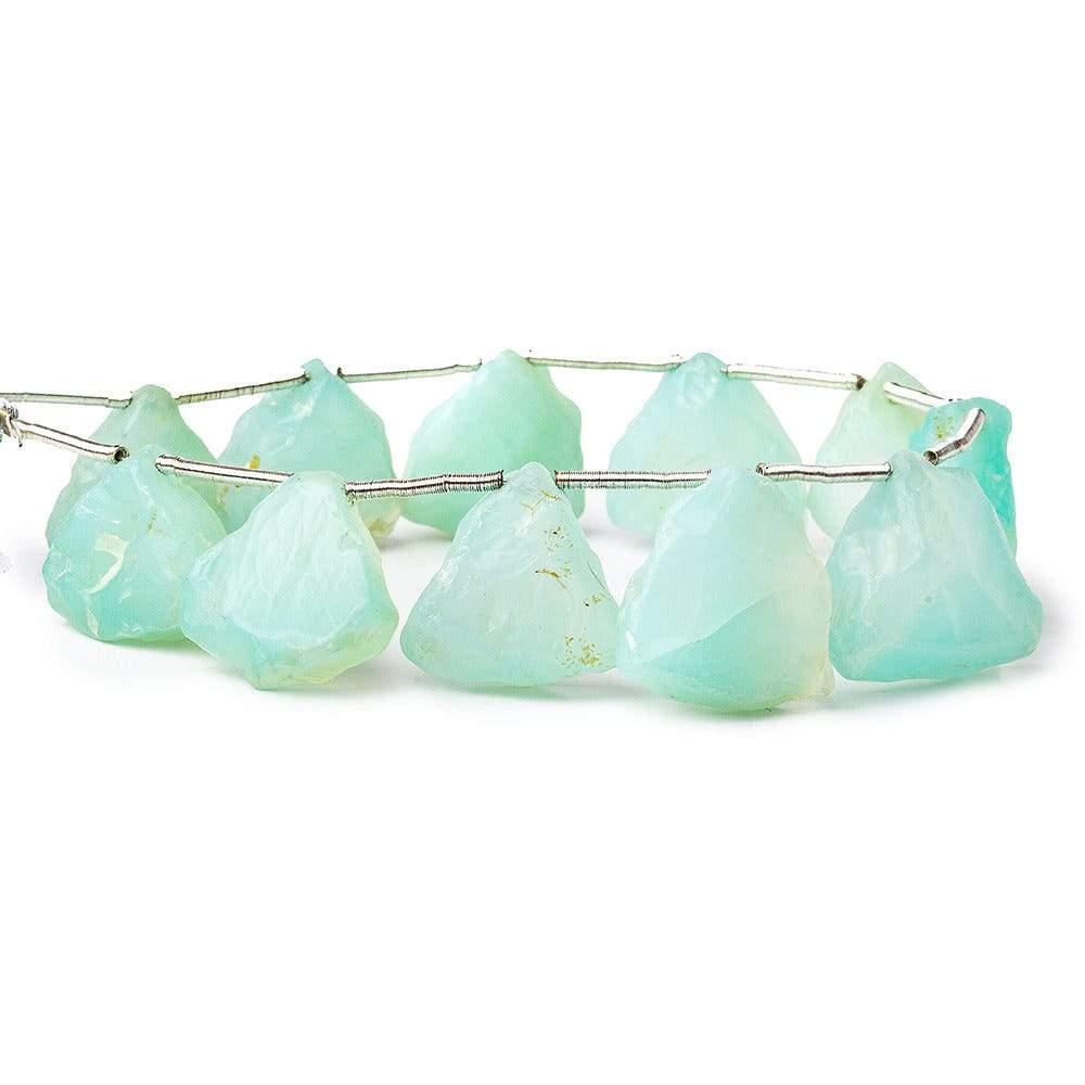 Caribbean Aqua Agate Tumbled Hammer Faceted Trillion Beads 8 inch 11 pieces - The Bead Traders