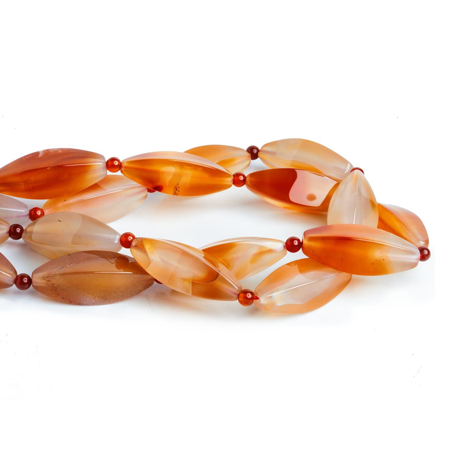 Carnelian 4-Sides Marquise 16 inch 12 beads - The Bead Traders