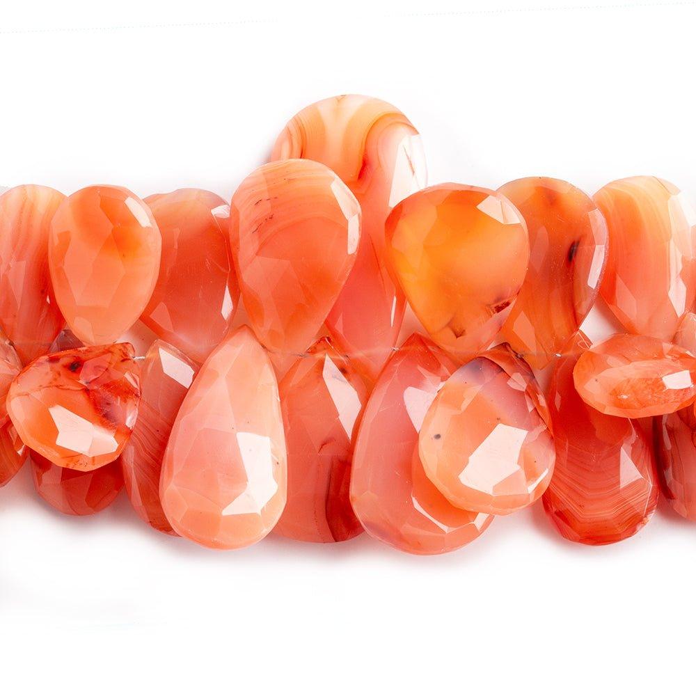 Carnelian Agate faceted pears 7.5 inch 41 beads 12x9mm - 37x20mm - The Bead Traders