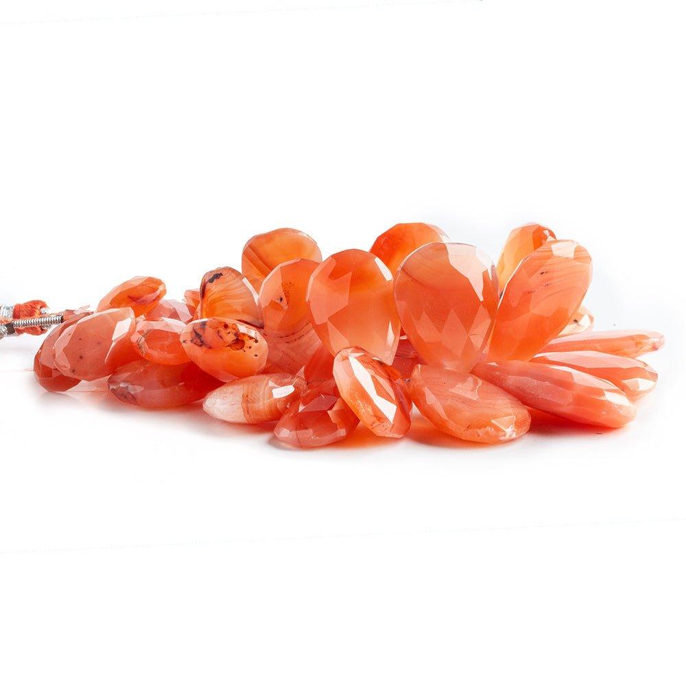 Carnelian Agate faceted pears 7.5 inch 41 beads 12x9mm - 37x20mm - The Bead Traders