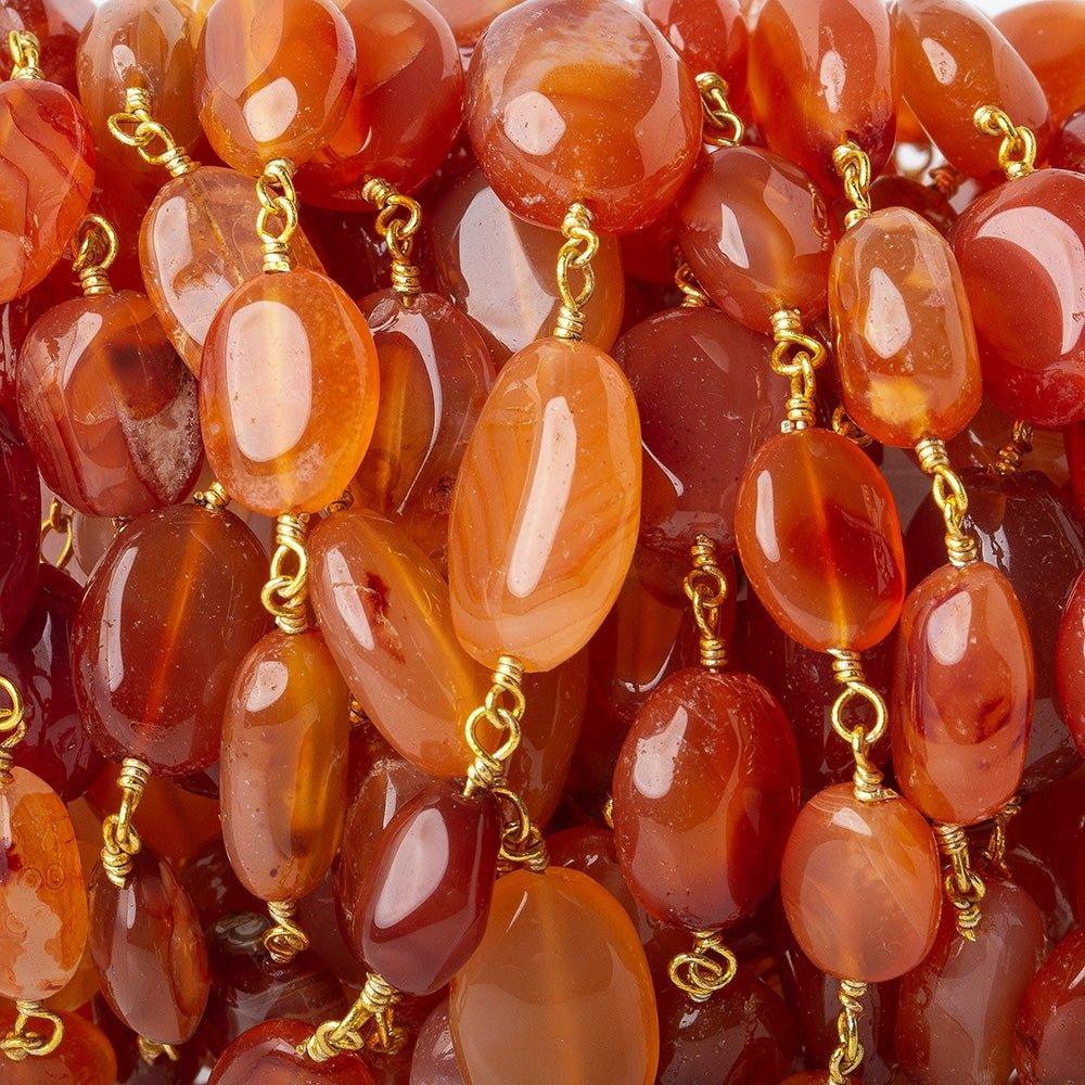 Carnelian Agate plain nugget Gold plated Chain by the foot - The Bead Traders
