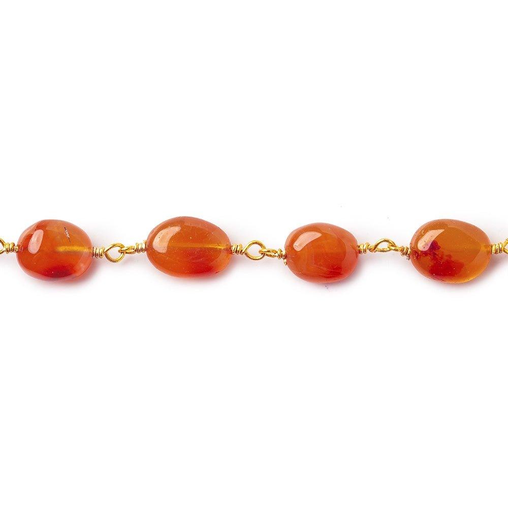 Carnelian Agate plain nugget Gold plated Chain by the foot - The Bead Traders