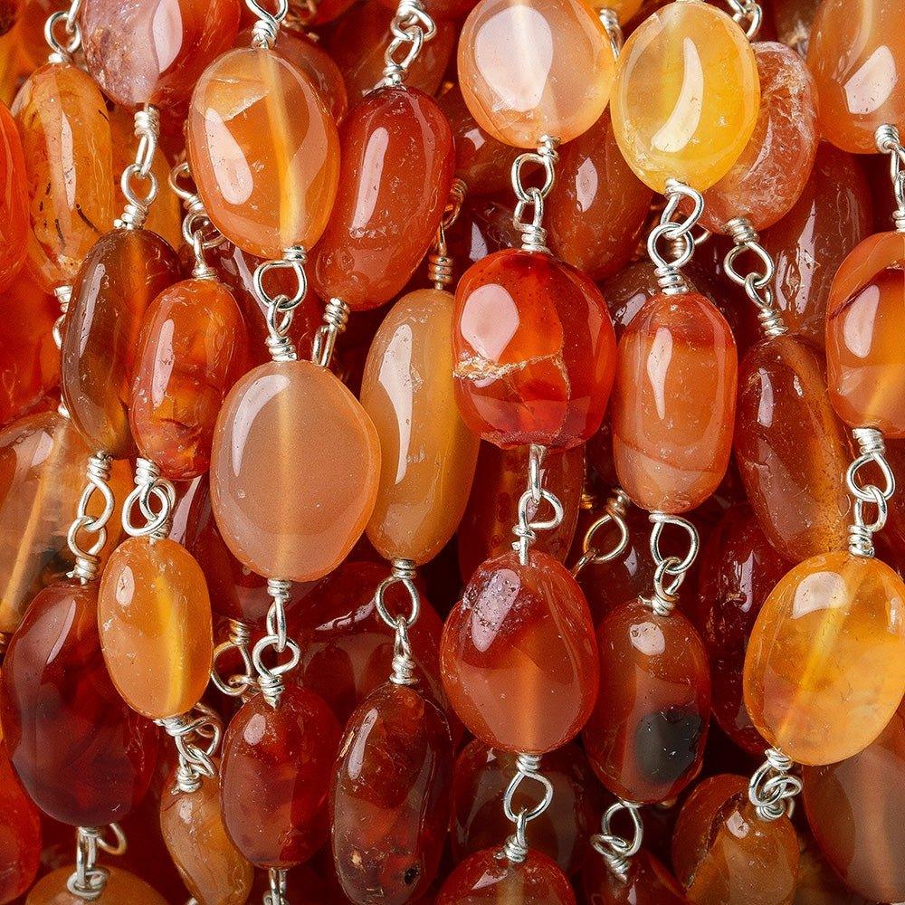 Carnelian Agate plain nugget Silver plated Chain by the foot - The Bead Traders