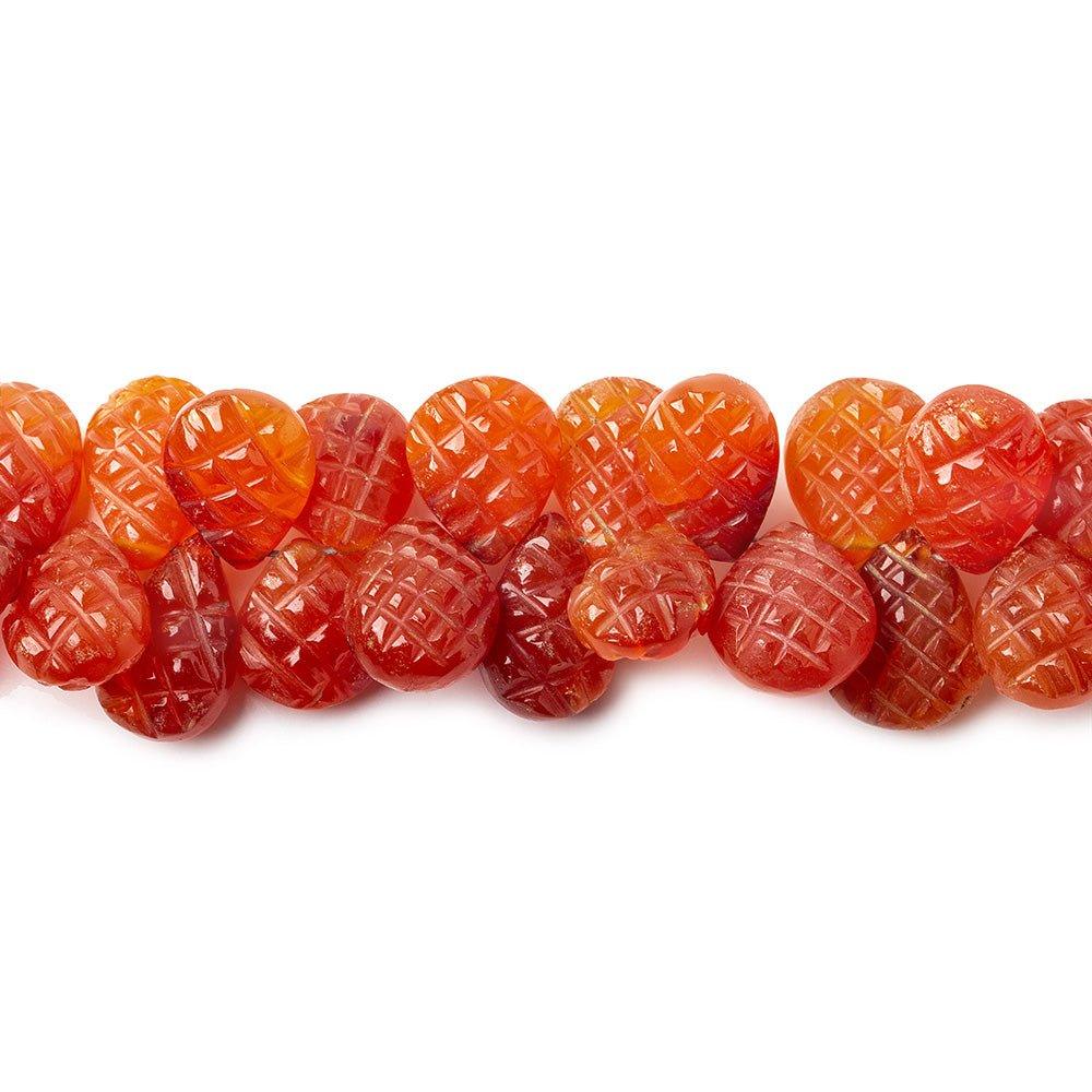 Carnelian Beads Carved 11x8-14x11mm Pears, 46 pieces - The Bead Traders