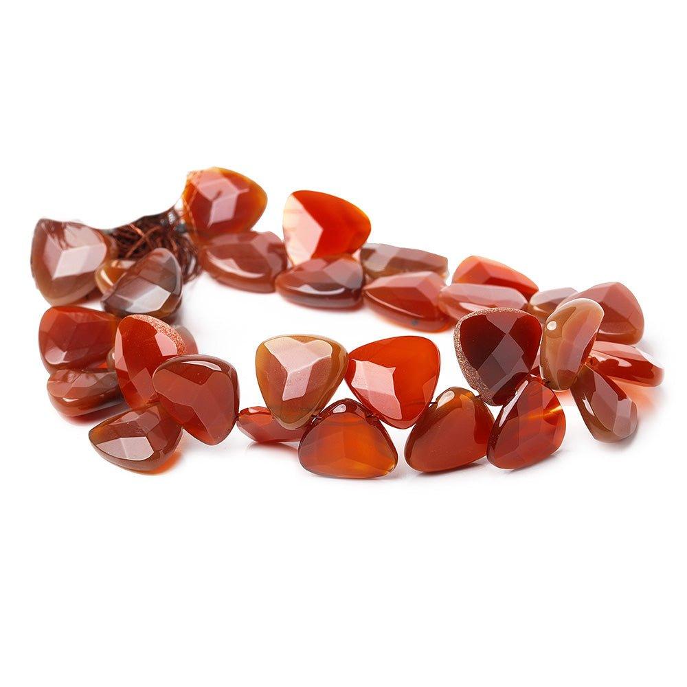 Carnelian Beads Faceted Trillions 13x13mm avg Corner Drilled, 8" length, 30 pcs - The Bead Traders