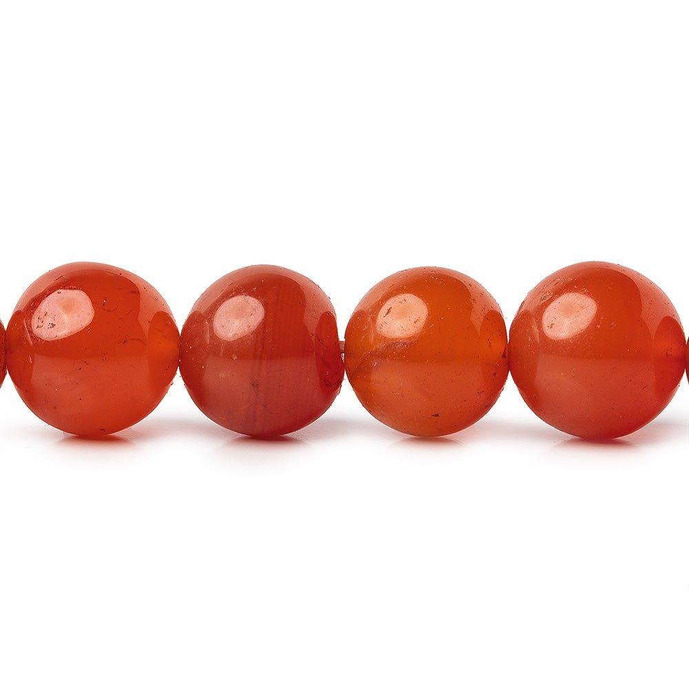 Carnelian Beads Plain 9mm diameter Rounds, 14" length, 43 pcs - The Bead Traders