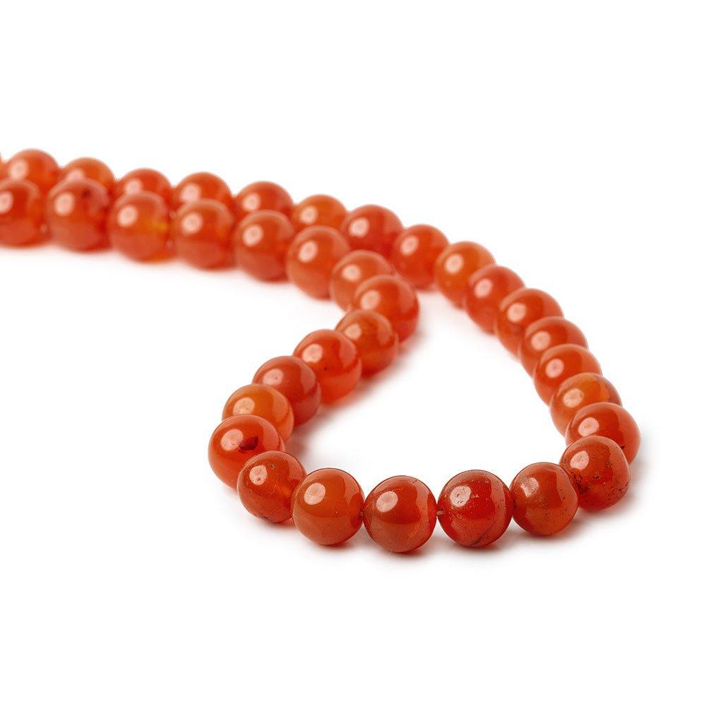 Carnelian Beads Plain 9mm diameter Rounds, 14" length, 43 pcs - The Bead Traders