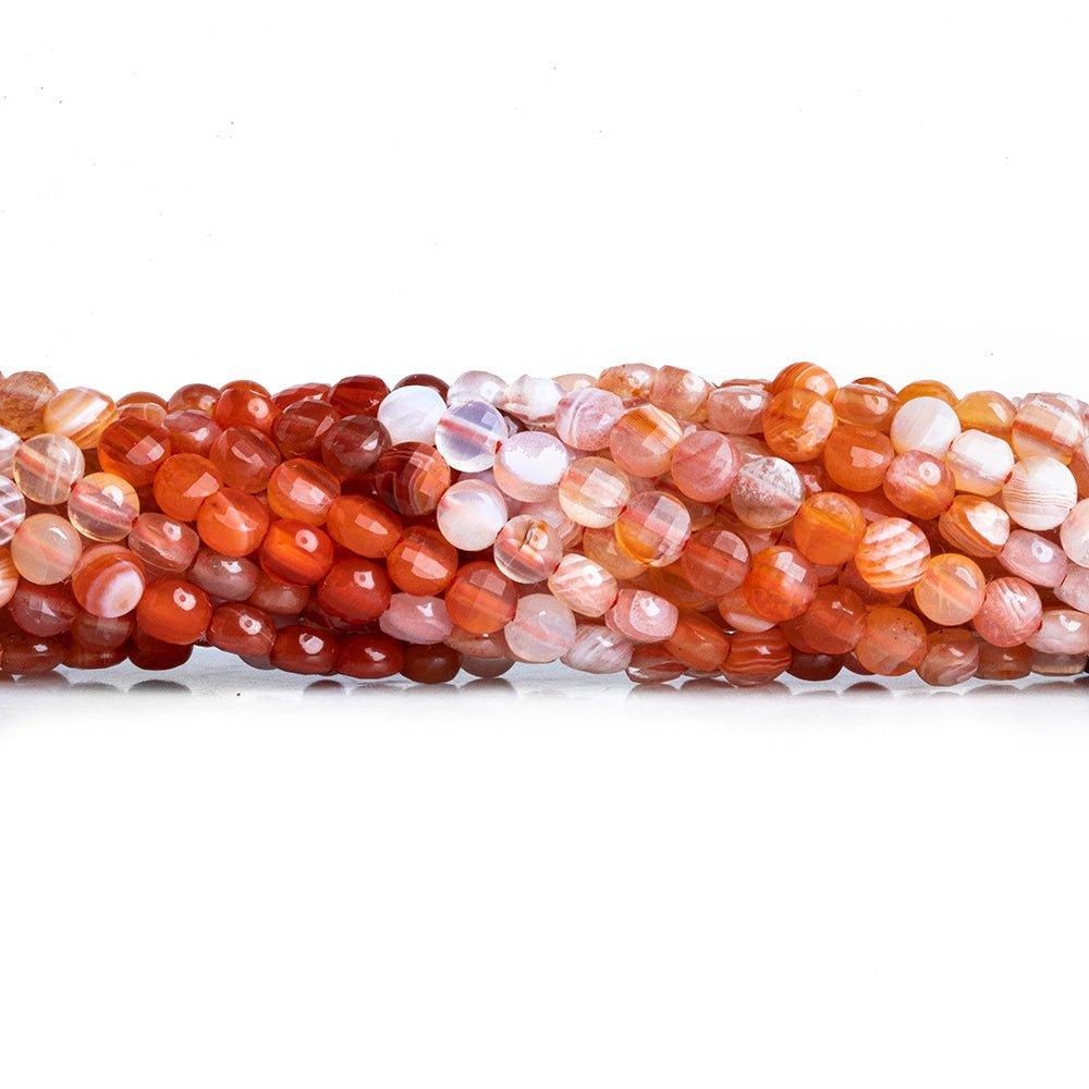 Carnelian checkerboard calibrated faceted coins 12 inch 85 pieces - The Bead Traders