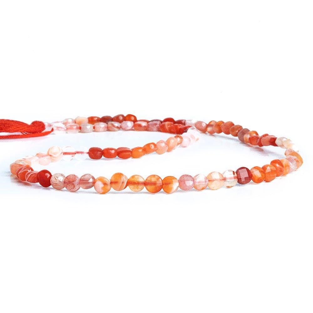 Carnelian checkerboard calibrated faceted coins 12 inch 85 pieces - The Bead Traders
