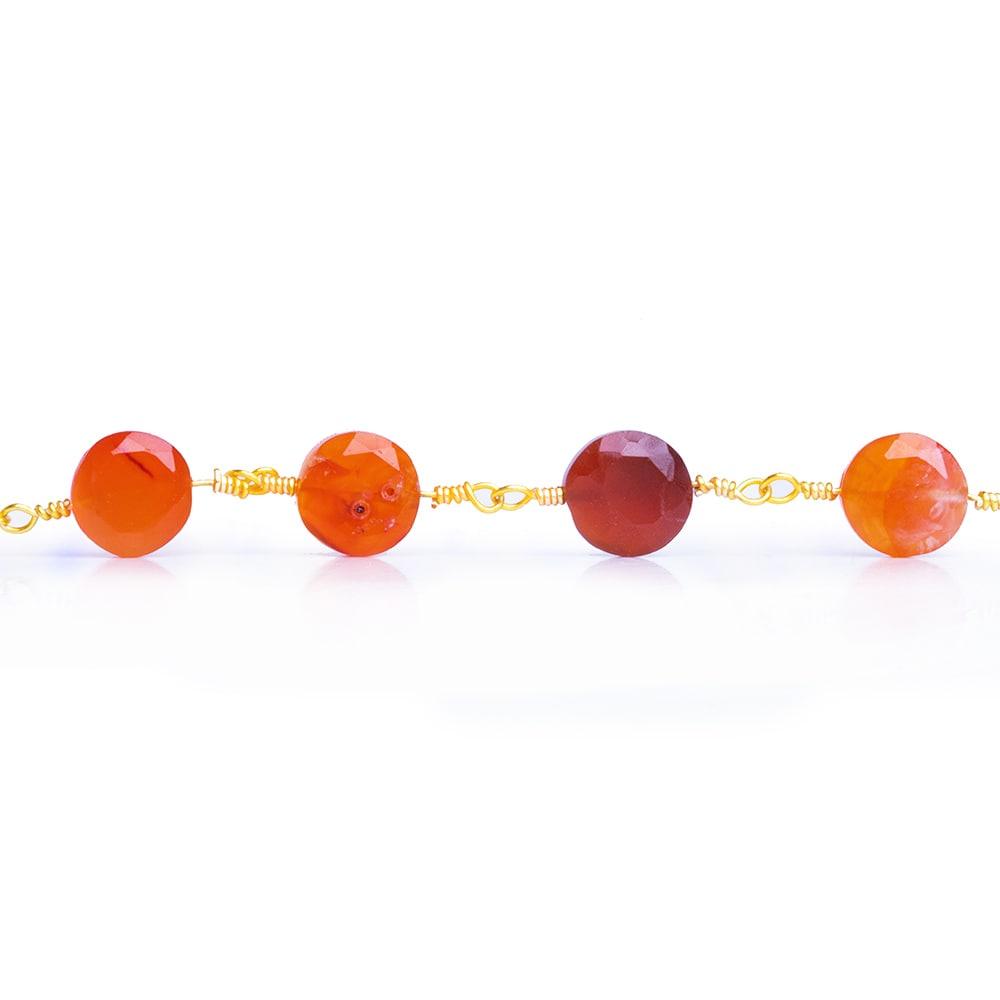 Carnelian faceted coin Gold Chain 21 pieces - The Bead Traders