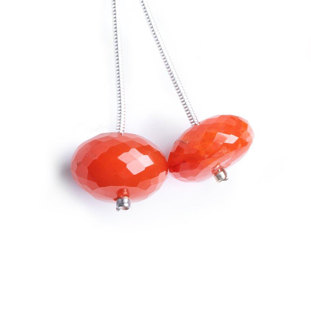 Carnelian Faceted Rondelle Focal Bead 2 Pieces - The Bead Traders