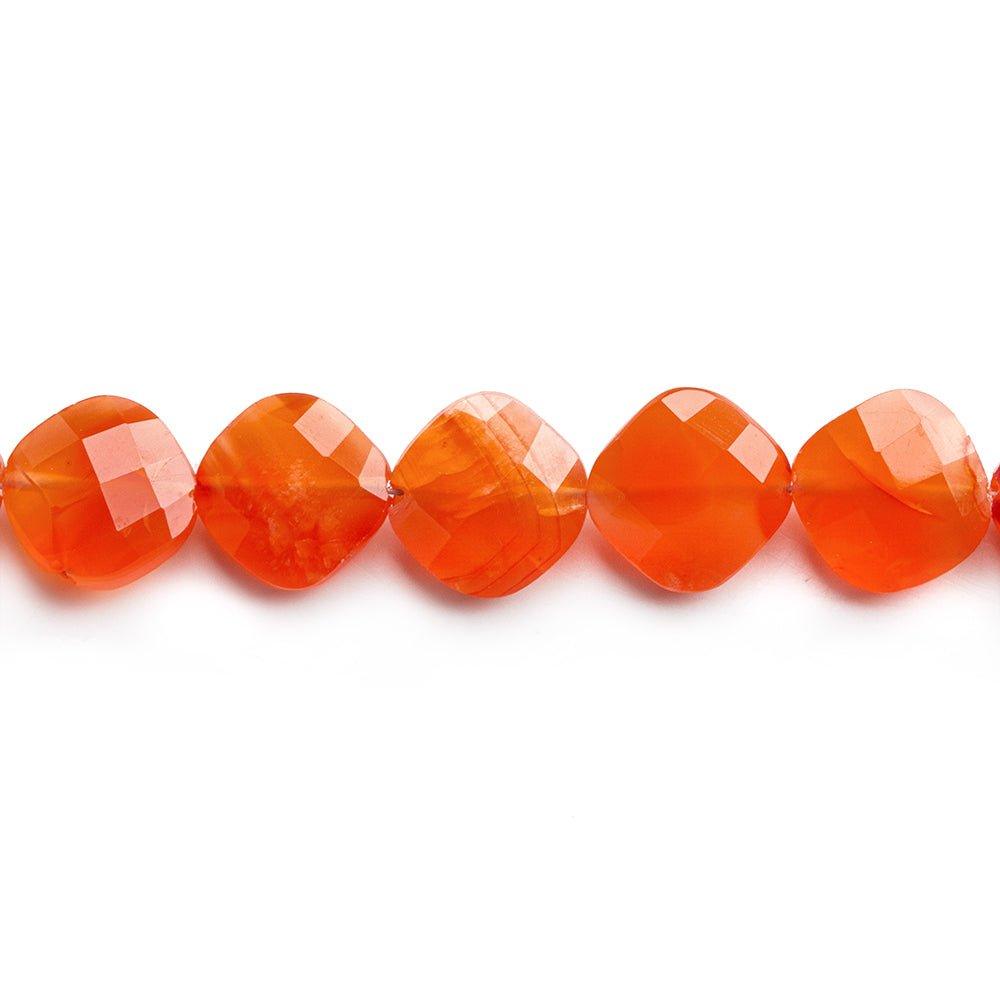 Carnelian Faceted Squares 8 inch 15 beads - The Bead Traders