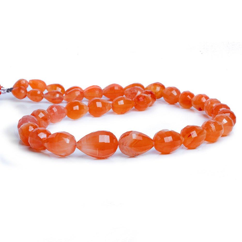 Carnelian Faceted Teardrop Beads 15 inch 35 pieces - The Bead Traders
