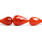Carnelian Faceted Teardrop Beads 16 inch 25 pieces - The Bead Traders