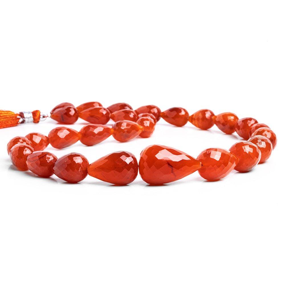 Carnelian Faceted Teardrop Beads 16 inch 25 pieces - The Bead Traders