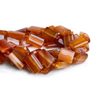 Carnelian Plain Rectangles 16 inch 14 beads - The Bead Traders