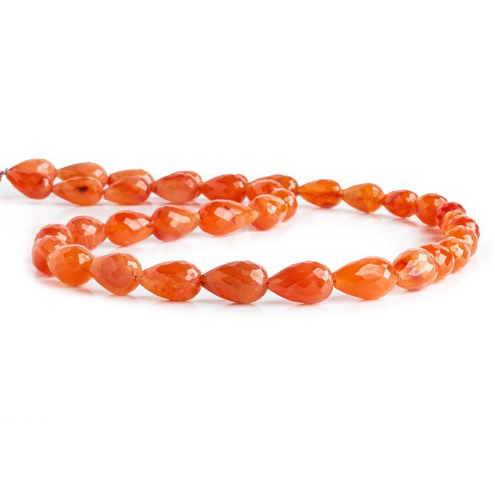 Carnelian straight drilled faceted teardrops 14.5 inches 30 beads - The Bead Traders