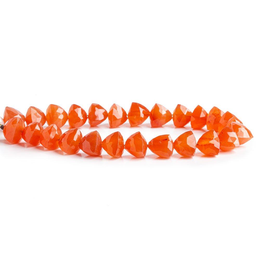 Carnelian straight drilled faceted trillions 7 inch 25 beads 8x8mm average - The Bead Traders