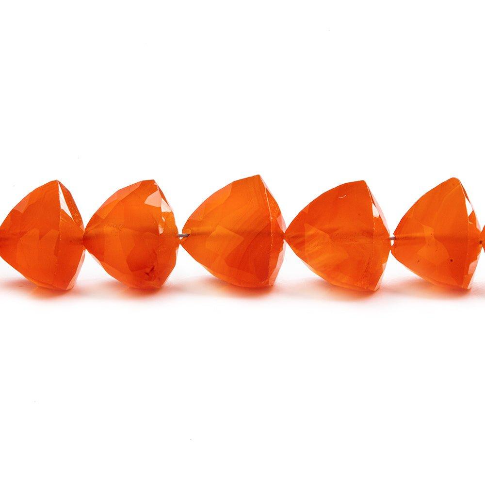 Carnelian straight drilled faceted trillions 7 inch 25 beads 8x8mm average - The Bead Traders