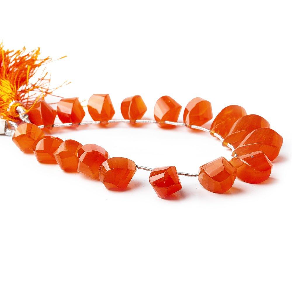 Carnelian Top Drilled Faceted Twist Beads, 7.5 inch -17 pieces - The Bead Traders