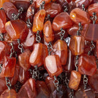 Carnelian tumbled hammer faceted square & rectangle Black Chain by the foot 20 pieces - The Bead Traders
